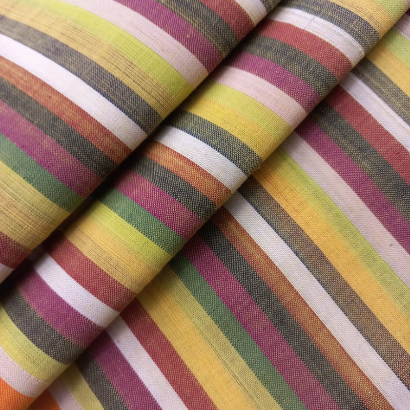 Multicolour Linen Fabric With Striped Pattern -0.9-Cm