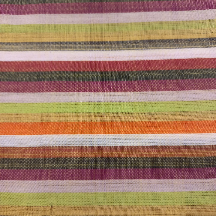 Multicolour Linen Fabric With Striped Pattern -0.9-Cm
