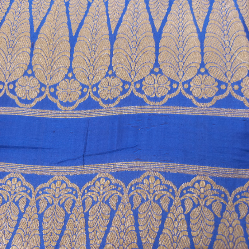 Cobalt Blue Color Silk Fabric With Paisley Pattern -1.7-Mtr