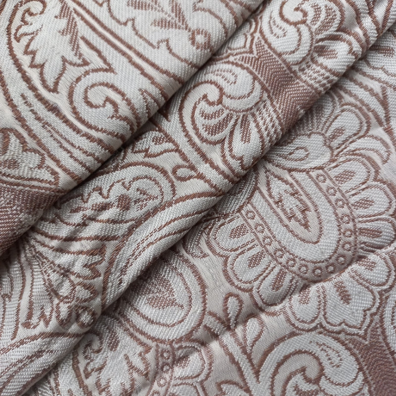 Off White Color Silk Fabric With Floral Woven Pattern -1-Mtr