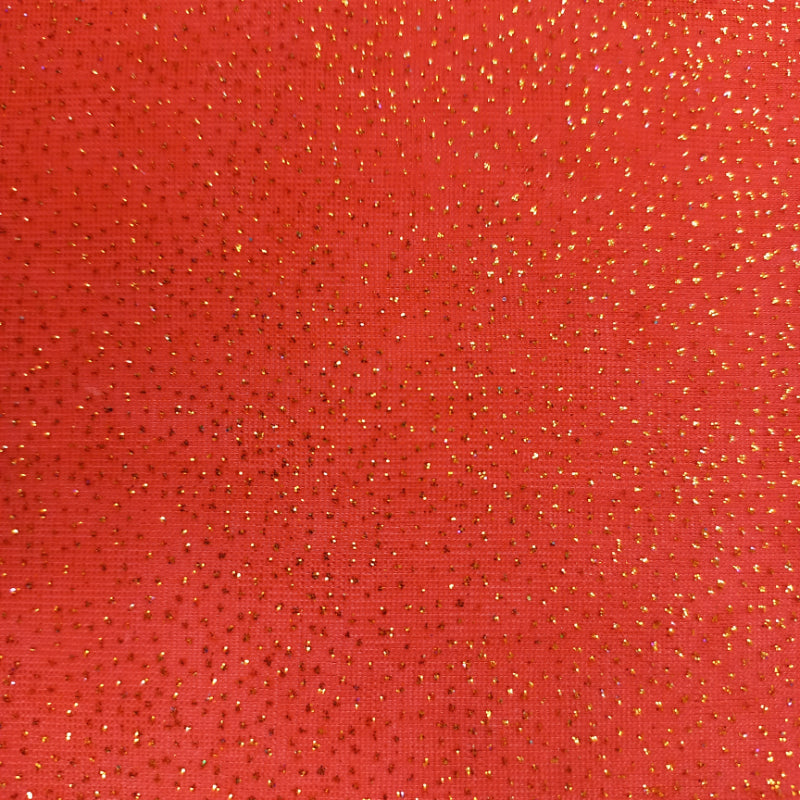 Scarlet Red Colour Fancy Fabric With Glitter Dots -1.3-Mtr