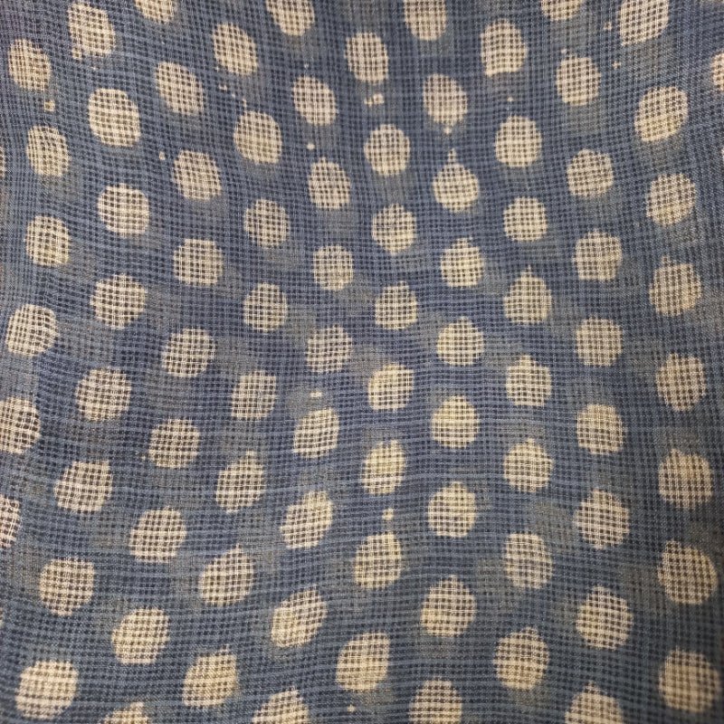 Pebble Grey Color Kota Fabric With Printed Polka Dots -0.7-Cm