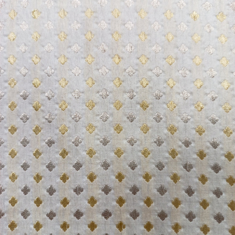 Off White Color Banrasi Silk Fabric With Floral Buttis -1.2-Mtr