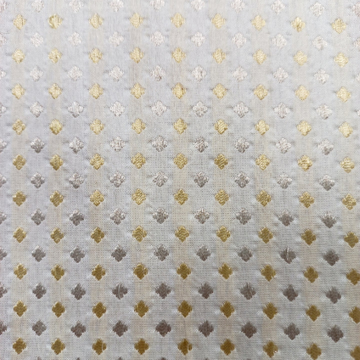 Off White Color Banrasi Silk Fabric With Floral Buttis -1.2-Mtr