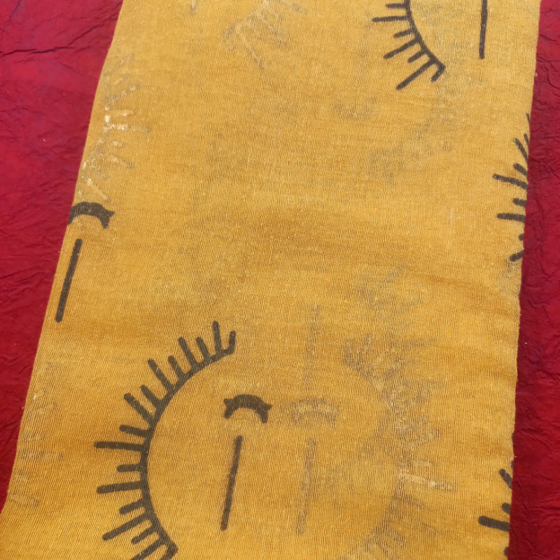 Butter Yellow Linen Fabric With Figure Motifs