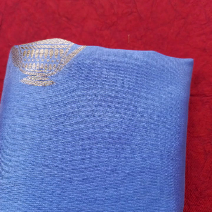 Steel Blue Color Silk Fabric With Jug Motifs -0.75-Cm