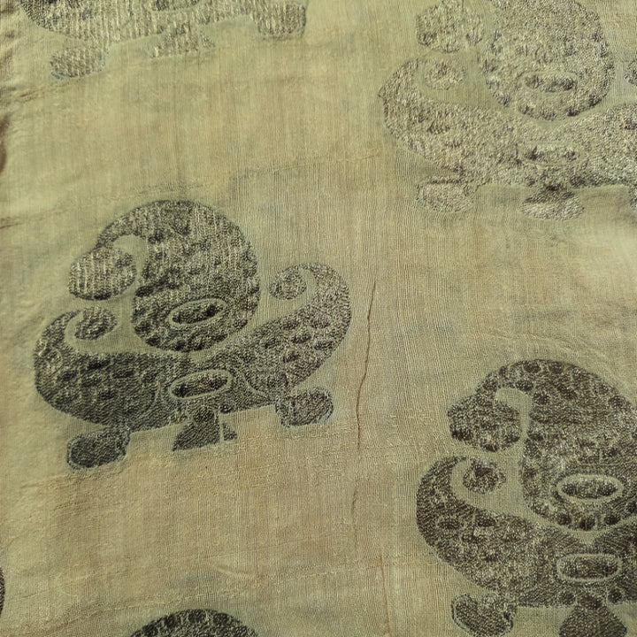 Beige Linen Fabric With Paisley Weaving Pattern