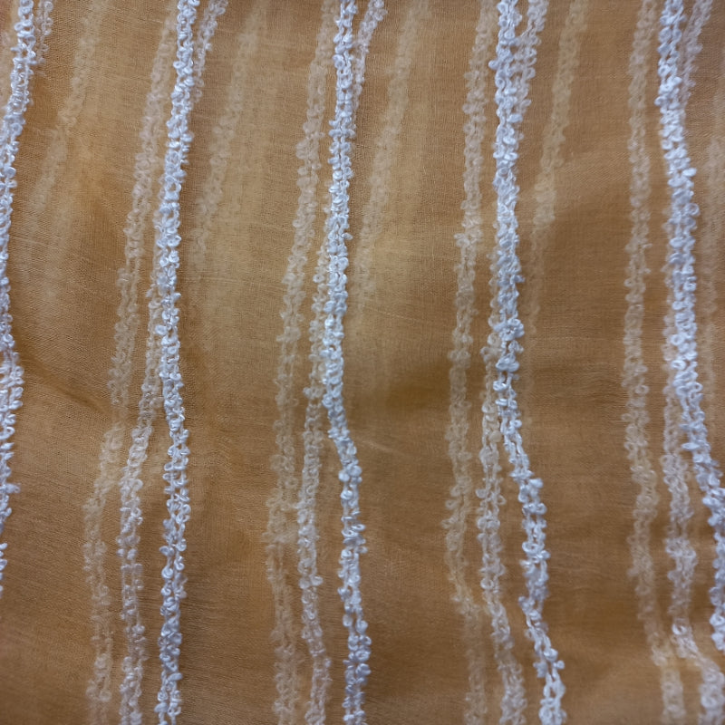 Peach Color Organza Fabric With Embroidered Geometric Pattern -0.7-Cm