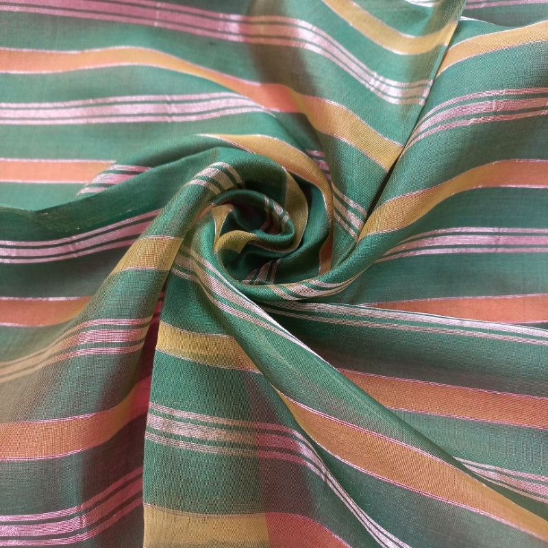 Forest Green Color Cotton Fabric With Striped Pattern -0.5-Cm