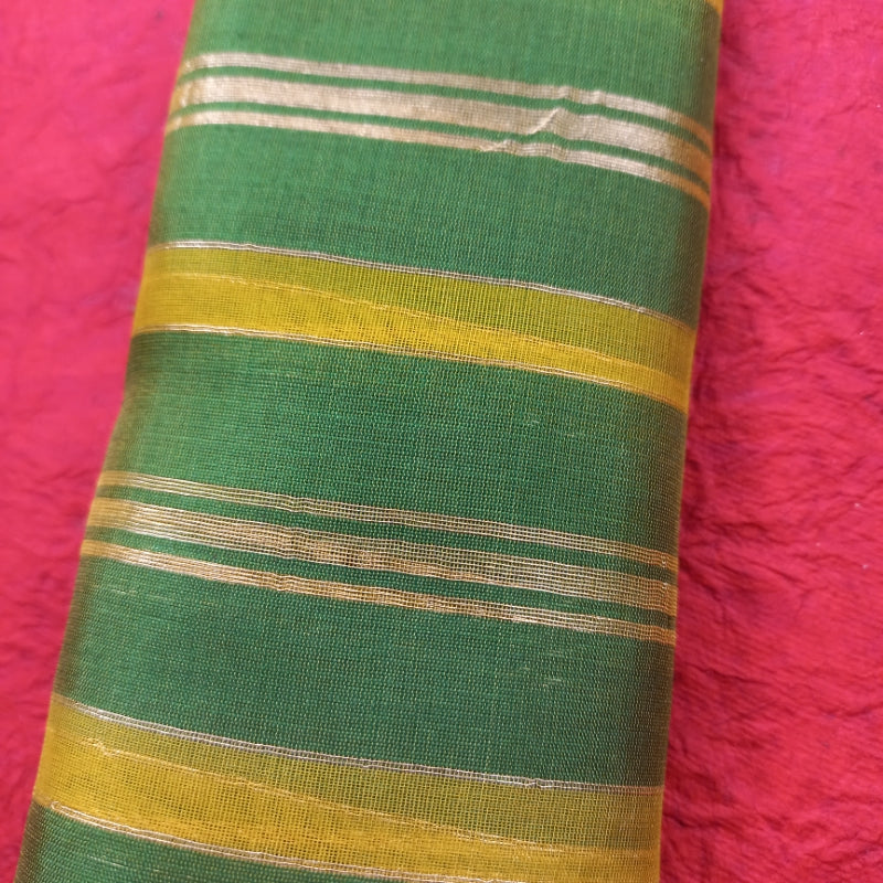 Forest Green Color Cotton Fabric With Striped Pattern -0.5-Cm