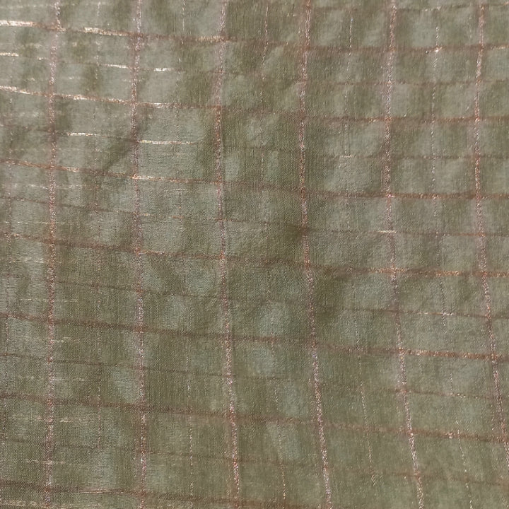 Bisque Color Silk Fabric With Checked Pattern -0.65-Cm