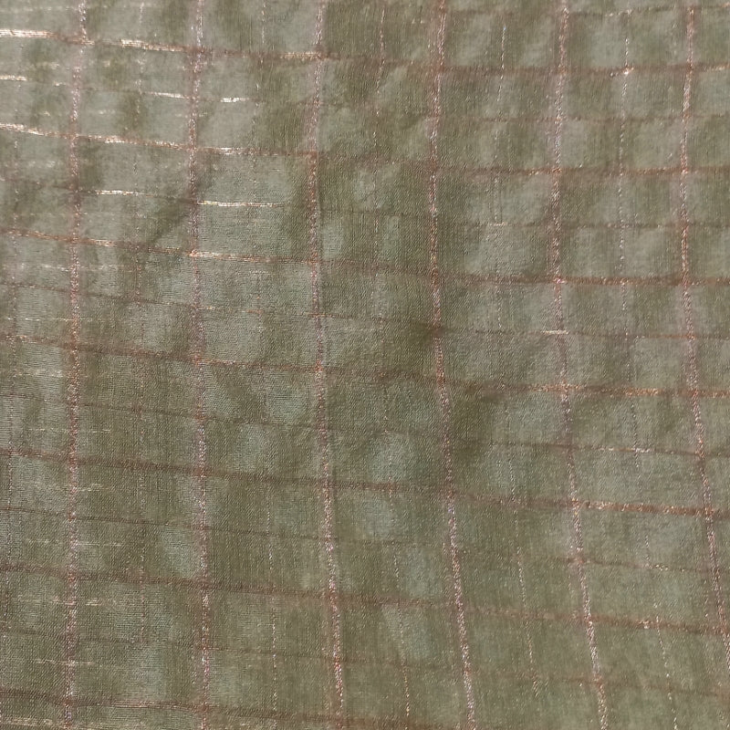 Bisque Silk Fabric With Checks Pattern