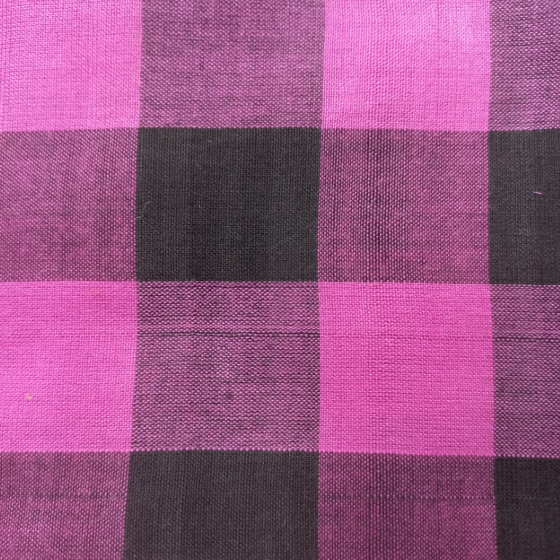 Ultra Pink Color Cotton Fabric With Checked Pattern -1.1-Mtr